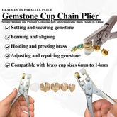Parallel action pliers with 5 brass heads for gemstone cup chain, sizes 6 to 14mm.